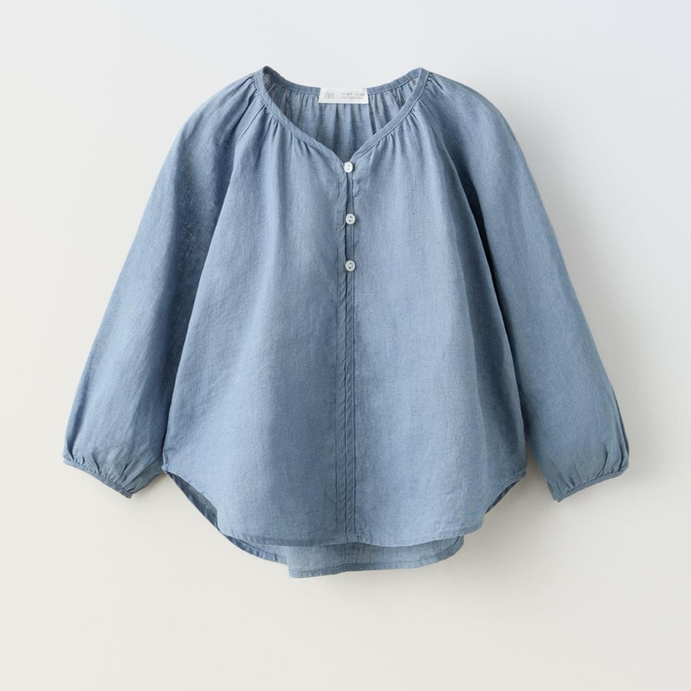 Zara Kids Blue Button-Up Shirt girls top.